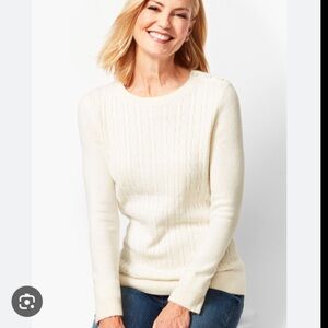 JEANNE PIERRE Women's Cream Cable Knit Sweater